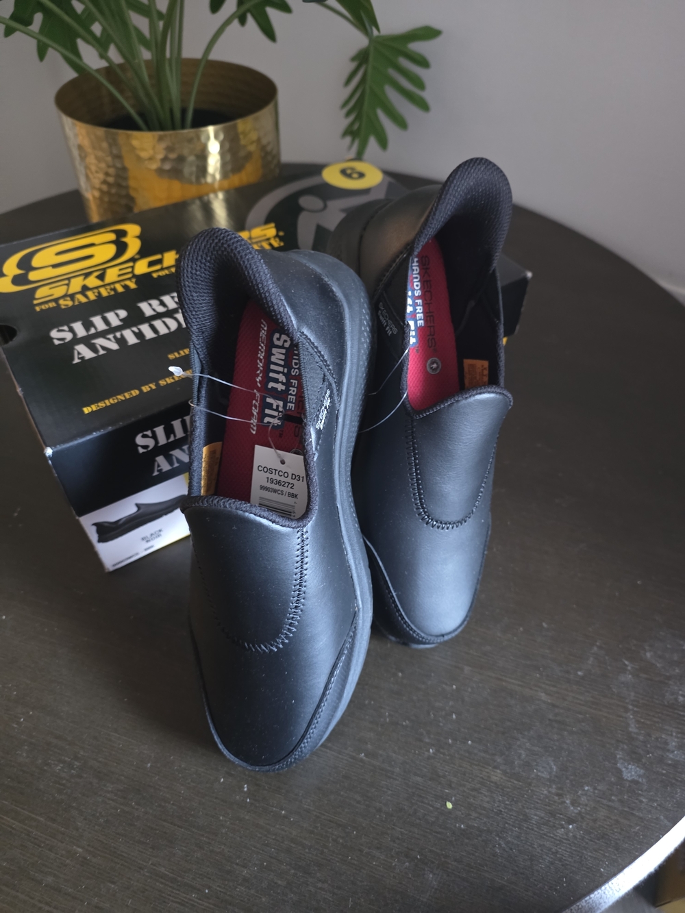 Skechers Women's Black Slip-On Moccasin Work Shoes - Safety Slip-Resistant